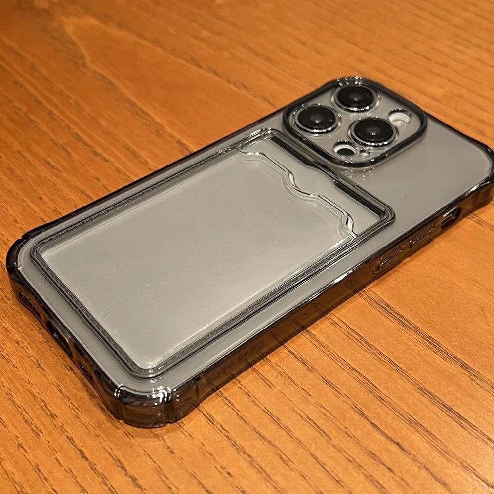 iPhone 13 Pro Clear Wallet Case – Shockproof Card Holder Protective Cover