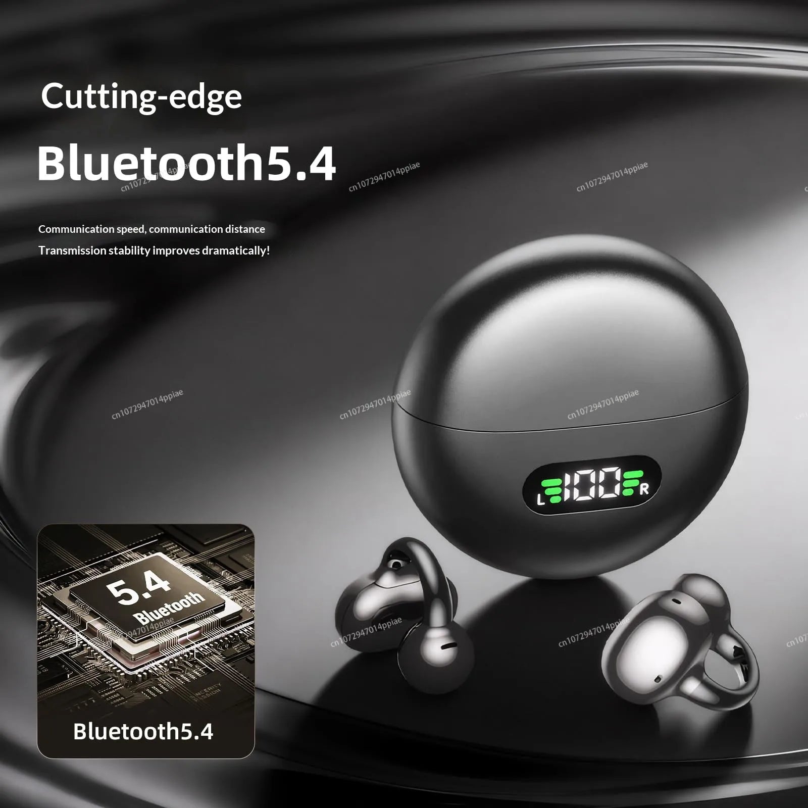 Bluetooth Clip-On Open Ear Sports Earbuds with Mic & Long Battery Life