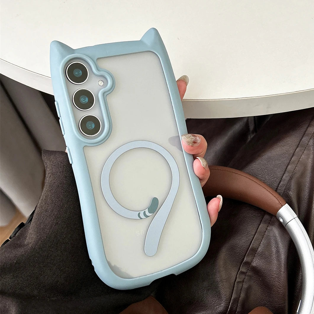 S26 Mansion Cat Ear Magnetic Case – Clear Premium Edition