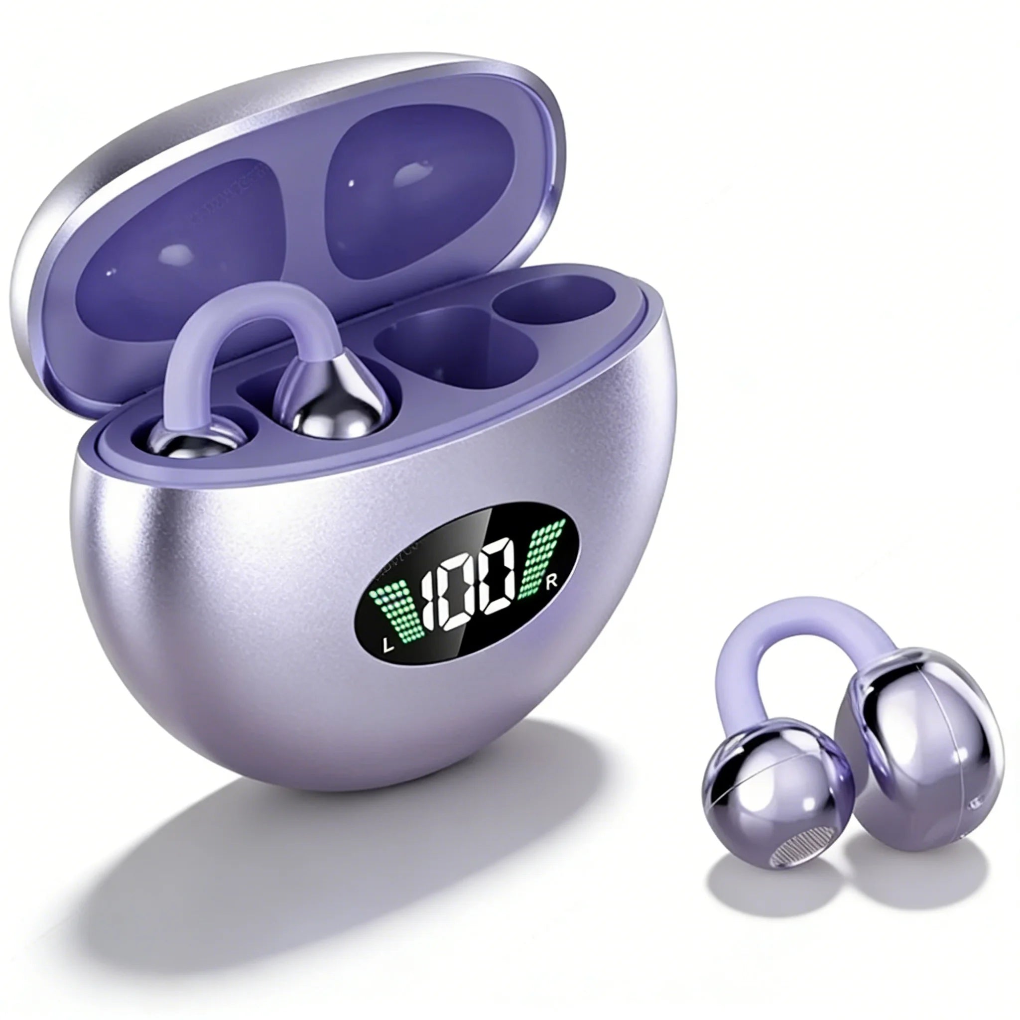 Bluetooth Clip-On Open Ear Sports Earbuds with Mic & Long Battery Life