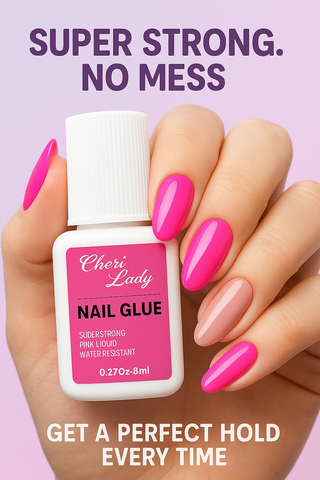 Cheri Lady Extra Strong Nail Glue 8ml – Quick Dry Adhesive