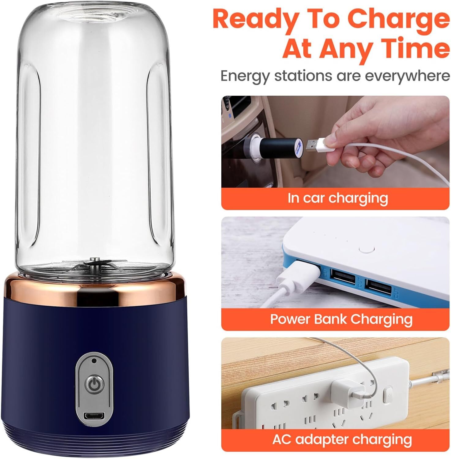 Portable USB Blender – Rechargeable Smoothie Maker Bottle